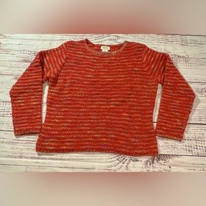 Talbots XL red wool blend knit sweater with multi color